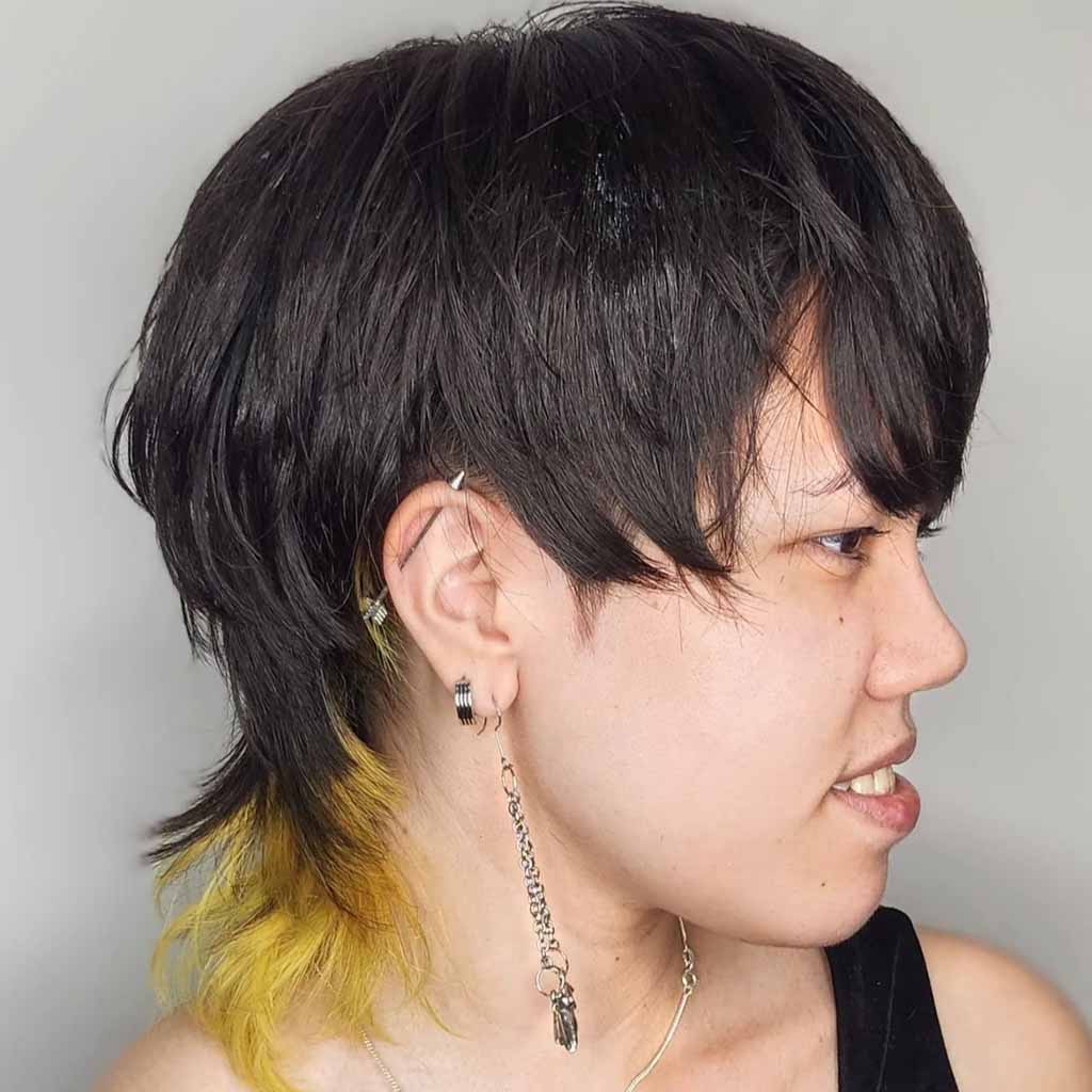 Pixie Mullet Wolf Cut With Yellow Ends