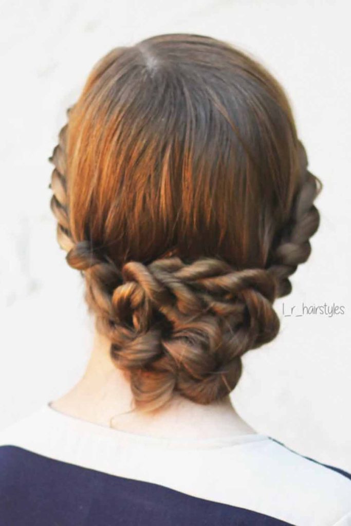 Rope Braids Tied-Up Into a Bun
