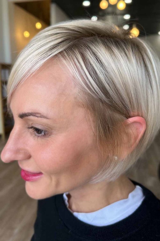 Short Blonde Hair with Side-Swept Bangs