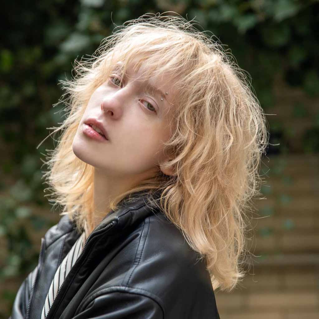 Tousled Blonde Mullet Wolf Cut
