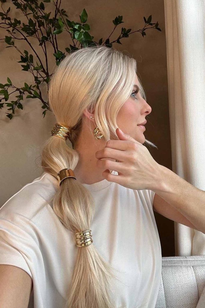 Triple Gold-Banded Low Ponytail