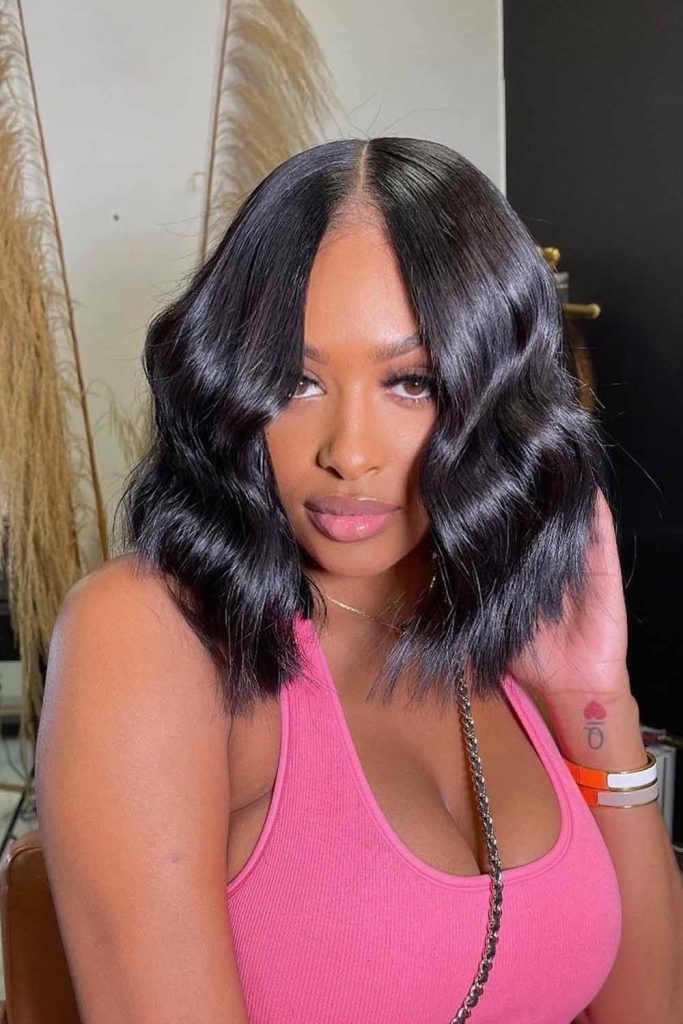 Wavy Bob With Middle Part